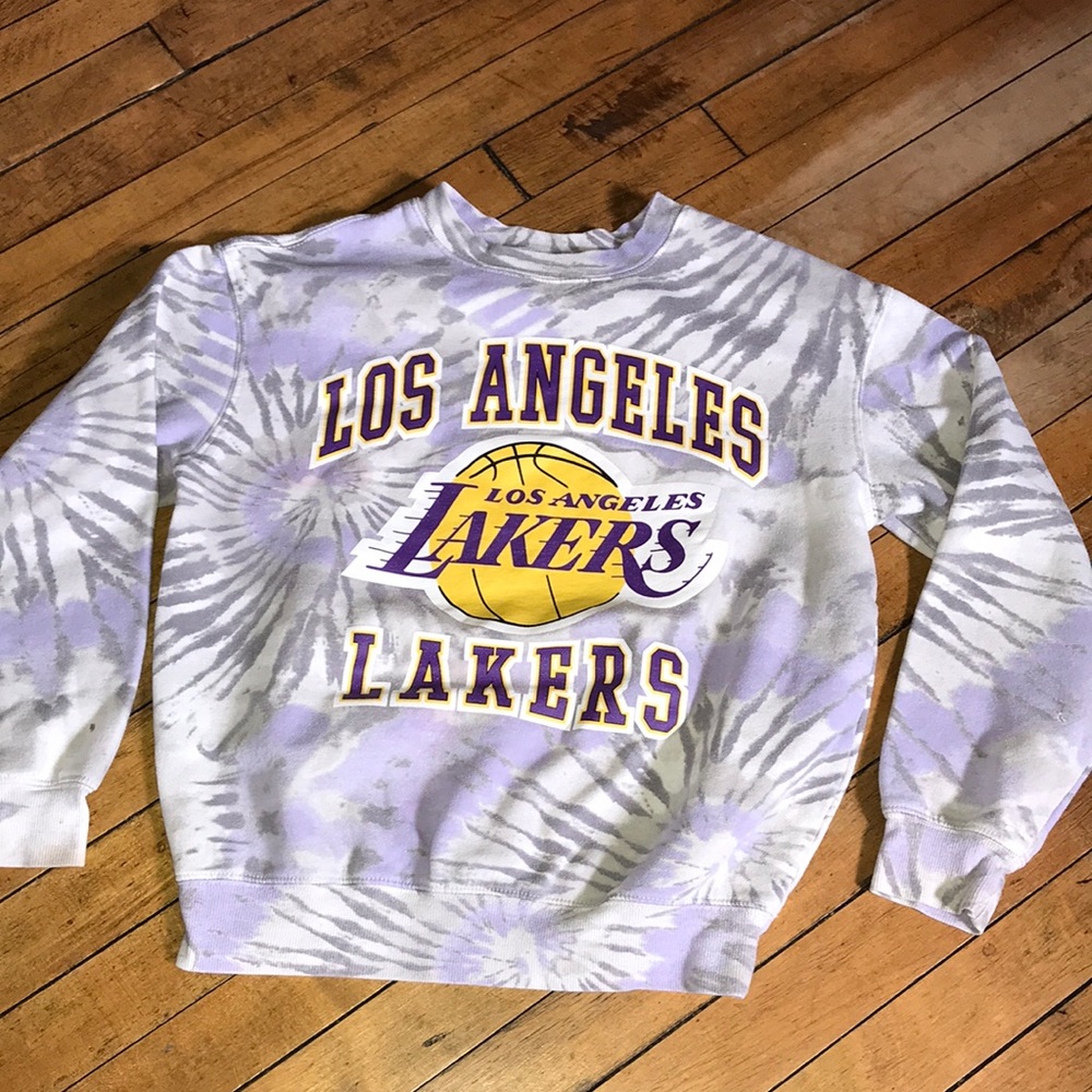 Los Angeles Lakers Tie-Dye Crewneck Sweatshirt - Purple & Yellow